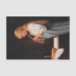 Girl Braiding Ihre Haare von Albert Anker Seidenpapier