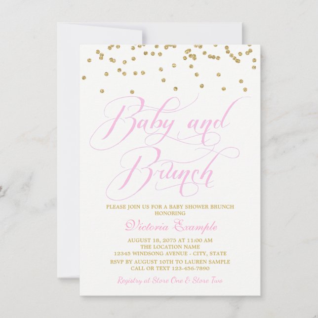 Girl Brunch Baby Shower Einladungen (Vorderseite)