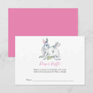 Girl Bunny Baby Duschdusche Windeln Raffle Einladung