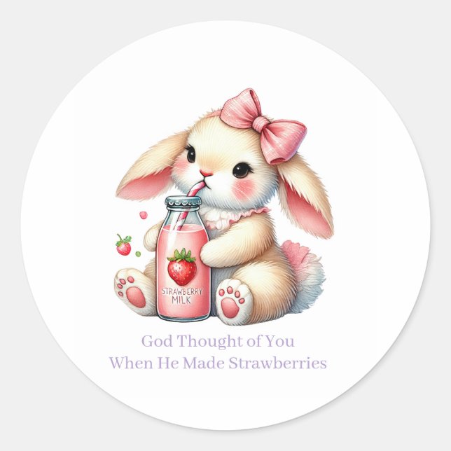 Girl Bunny Christian Round Stickers (Vorderseite)