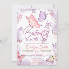 Girl Butterfly Babydusche Einladung