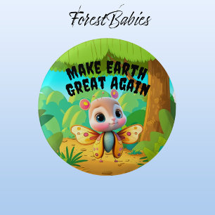 Girl Butterfly, Make Earth Great Again, Wildlife Button