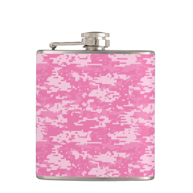 Girl Camouflage Pink Camouflage Flachmann (Vorderseite)