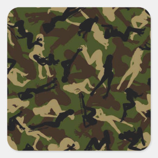Girl-Camouflage-Stickers Quadratischer Aufkleber
