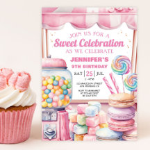 Girl Candy Land Retro Rosa Süßigkeiten Geburtstags