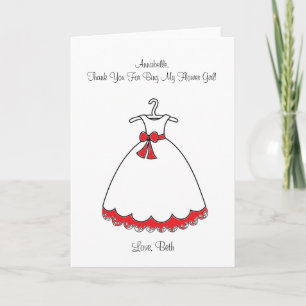 Girl Card Rotes Dress Flower Dankeskarte