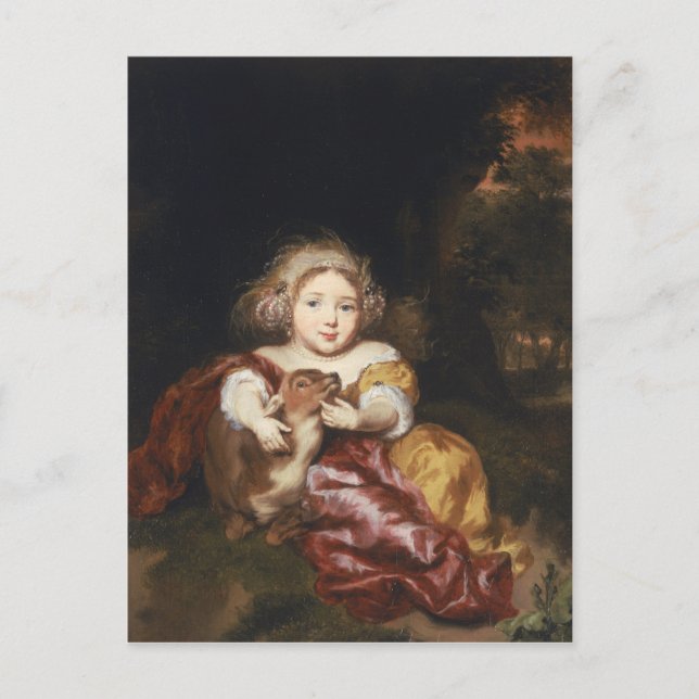 Girl Caressing a Fawn Postkarte (Vorderseite)