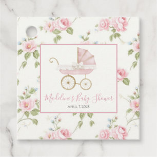 Girl Carriage Pink Floral & Gingham Geschenkanhänger