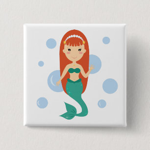 Girl-Cartoon-Meerjungfrau-Prinzessin Button