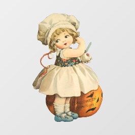 Girl Carving Apple Halloween Fensteraufkleber