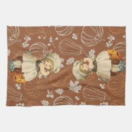 Girl Carving Apple Halloween Geschirrtuch