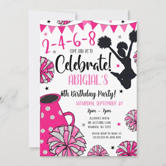 Girl Cheerleader Invite Einladung (Vorderseite)