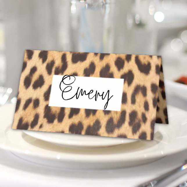 Girl-Chic Wildsafari Party Leopardenprint Platzkarte (girly chic wild safari party leopard print place card)
