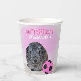 Girl Child Birthday Guinea Pig Pink Soccer Ball Pappbecher