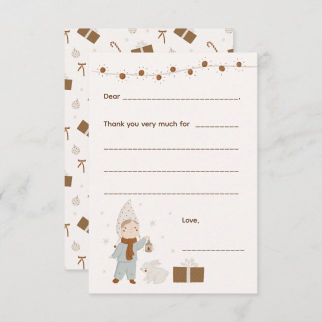 Girl Christmas Danke, bitte, füllen Sie die Karte  (Vorne/Hinten)