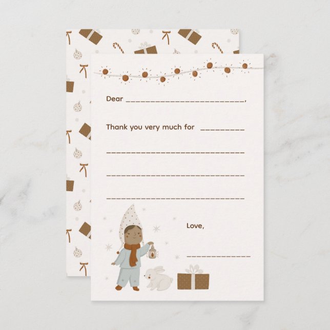 Girl Christmas Danke, bitte, füllen Sie die Karte  (Vorne/Hinten)