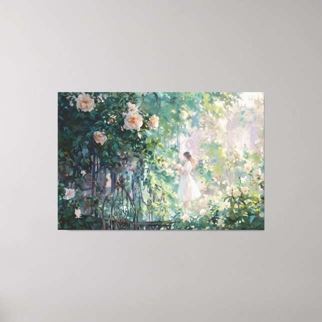 *~* Girl CLIMBING ROSE TV2 Stretched Canvas Print Leinwanddruck