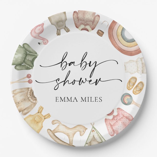 Girl Clothes Baby Duschpapier Teller (Vorderseite)