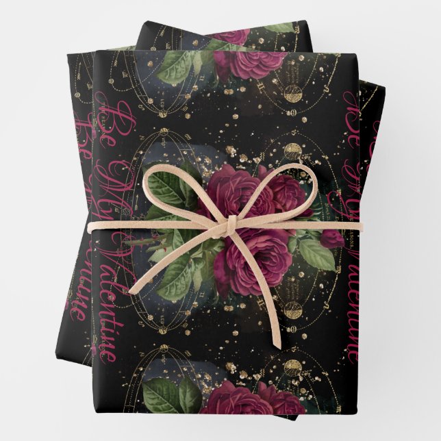 Girl-Collage - rote Rosen Geschenkpapier Set (Beispiel)