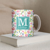 Girl Colorful Bohemisch Spring Flowers Monogram