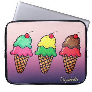Girl Colorful Ice Creme Cones - Personalisiert Laptopschutzhülle