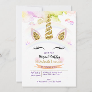 Girl Colorful Watercolor Magische Geburtstagsparty Einladung