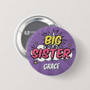 Girl Comic Book Superhero Kinderdusche Big Sister Button