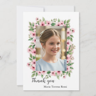 Girl Confirmation Custom Foto Floral Vielen Dank Dankeskarte