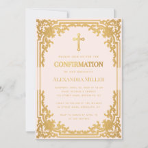 Girl Confirmation Pink Imitats Gold Vintag Religiö