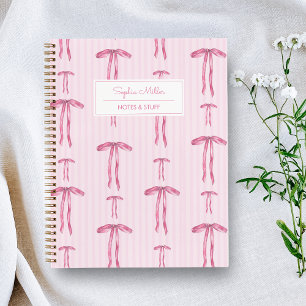Girl Coquette Pink Bow Monogram Name Notizbuch