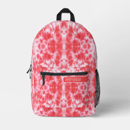 Girl Coral Red & White Shibori Muster Cool Teens Bedruckter Rucksack