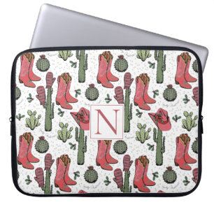 Girl Country Cowgirl Christmas Monogram Laptopschutzhülle