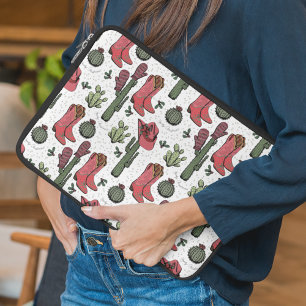 Girl Country Cowgirl Weihnachten Rosa und Grün Laptopschutzhülle