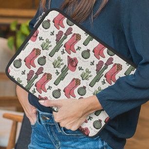 Girl Country Cowgirl Weihnachten Rosa und Grün Laptopschutzhülle