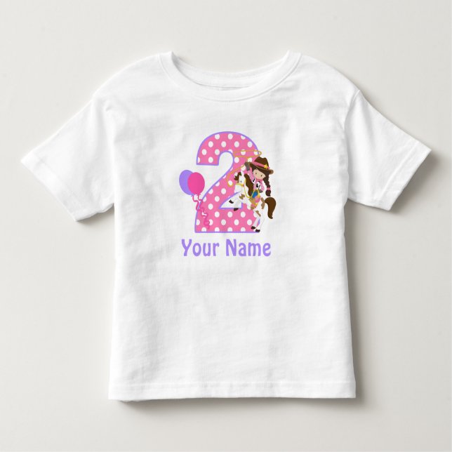 Girl Cowgirl Personalisiertes T-Shirt (Vorderseite)