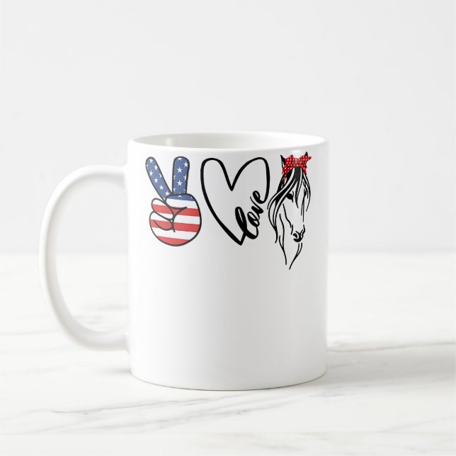 Girl Cowgirls Americana Peace Love Horses Horse Ri Kaffeetasse (Links)