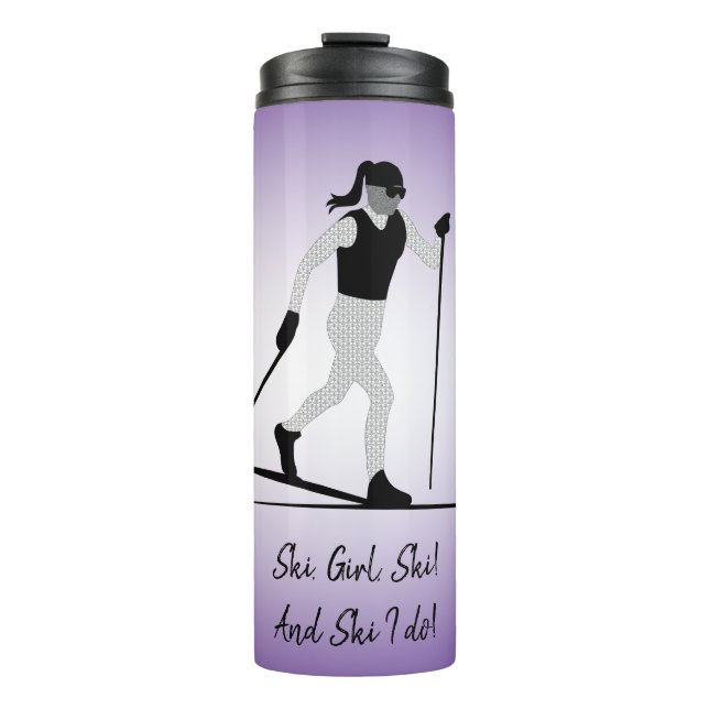 Girl Cross Country Skier Thermosbecher (Vorderseite)