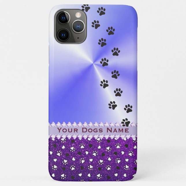 Girl Customized Dog Paw Print & Glitzer Case-Mate iPhone Hülle (Rückseite)