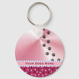 Girl Customized Dog Paw Print & Glitzer Schlüsselanhänger