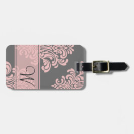 Girl Damask Monogram Gepäckanhänger
