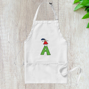 Girl Dancing on Green Letter A Fun Alphabet Schürze