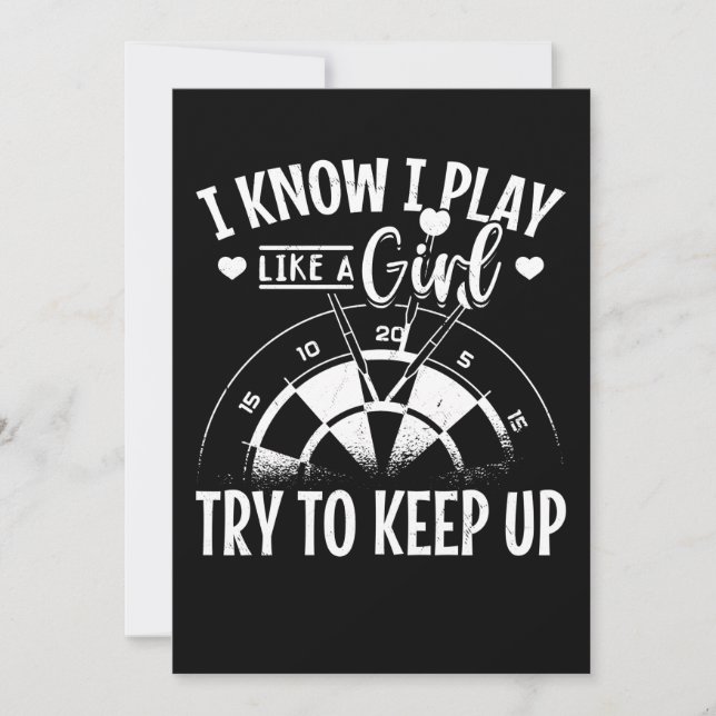 Girl Darts Retro Dartboard Women Dart Player Einladung (Vorderseite)