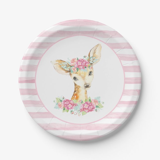 Girl Deer Baby Duschpapier Teller (Vorderseite)