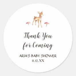 Girl Deer on White Baby Dusche Gefallen Runder Aufkleber