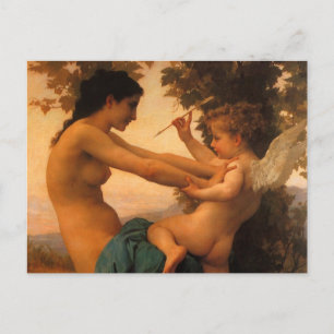 Girl Defending Herself Against Cupid by Bouguereau Postkarte