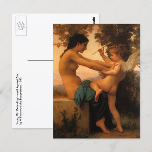 Girl Defending Herself Against Cupid by Bouguereau Postkarte