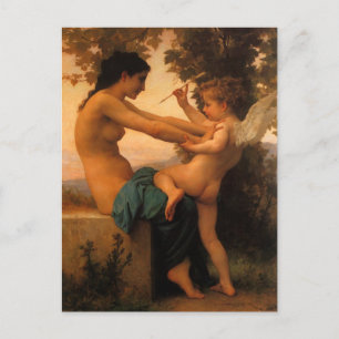 Girl Defending Herself Against Cupid by Bouguereau Postkarte