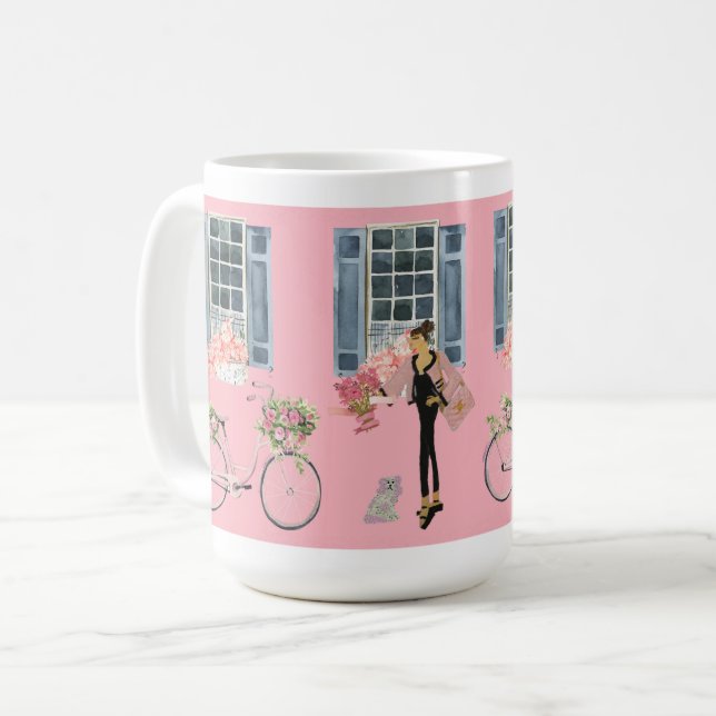 Girl Designer Beutel Purse Dog Hunde Kunst drucken Kaffeetasse (Vorderseite Links)