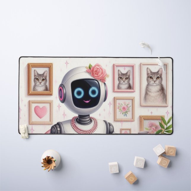 Girl Desktop AI Robot Pink Tech Girls Desk Mat Schreibtischunterlage (Kindertisch)