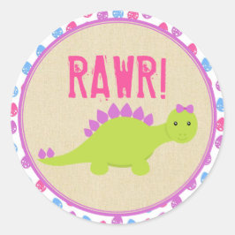 Girl Dinosaur Birthday Stickers Pink Dinosaurier